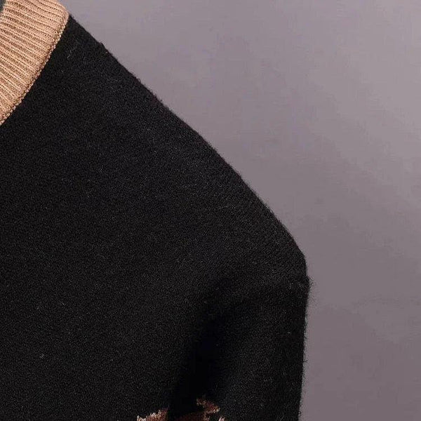 Imported Round Knit Logo Sweater