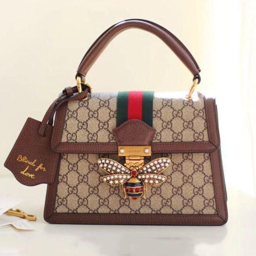 Ophidia Bee Embellished Top Handle Bag GG Supreme Canvas