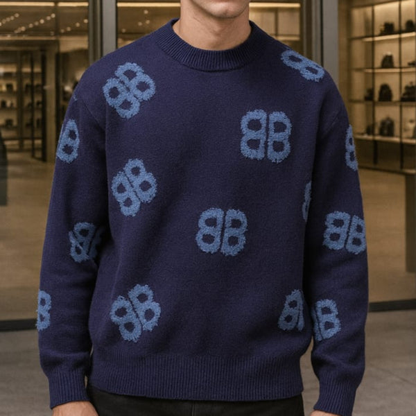 Premium Knit-Logo Crew-Neck  Pullover