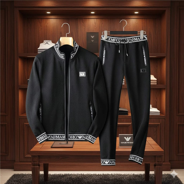 Premium Black Tracksuit with Signature Logo Detailing