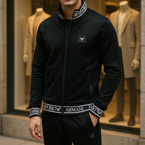 Premium Black Tracksuit with Signature Logo Detailing