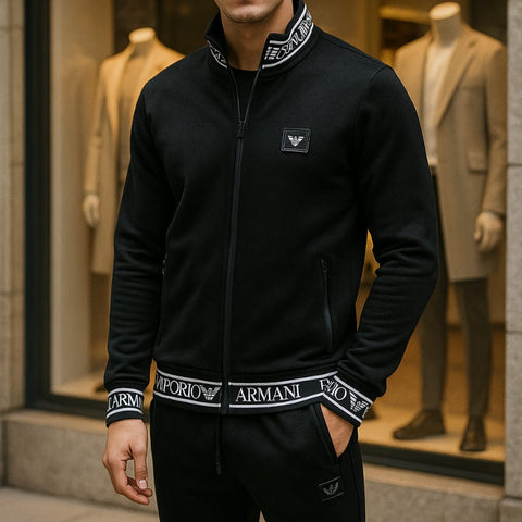 Premium Black Tracksuit with Signature Logo Detailing