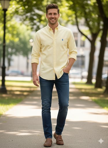 Luxury Embroidered Logo Yellow  Shirt