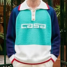 Premium Intarsia-Logo Brushed Pullover