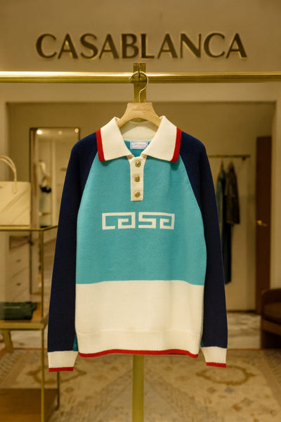 Premium Intarsia-Logo Brushed Pullover