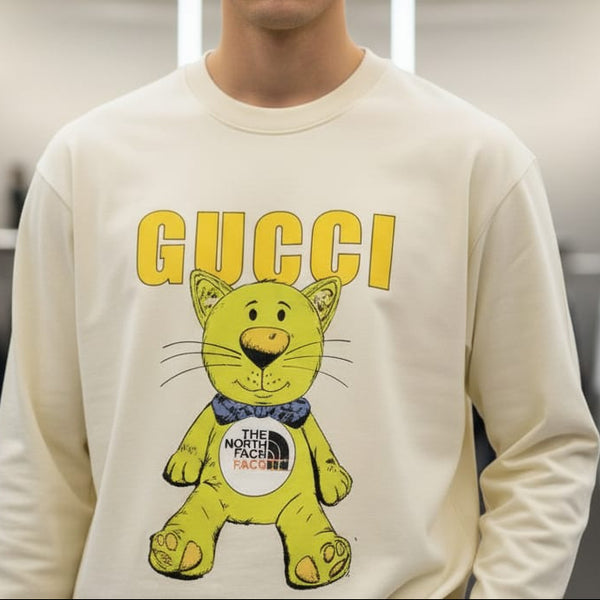 Imported  White GG Tiger Motif Sweatshirt