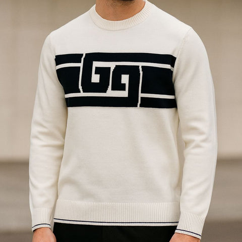 Intarsia Knit-Logo Crew-Neck Jumper