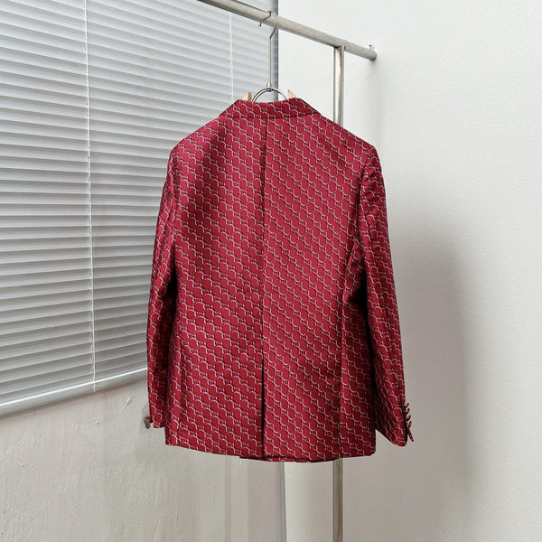 Burgundy Monogram Jacquard Blazer