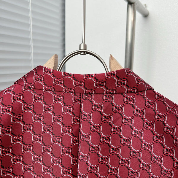 Burgundy Monogram Jacquard Blazer