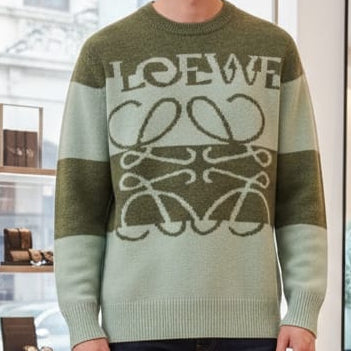 Branded  Green Striped Logo Pullover