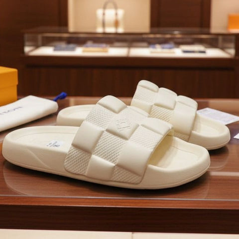 Imported Mule Maxi White Damier Sandals