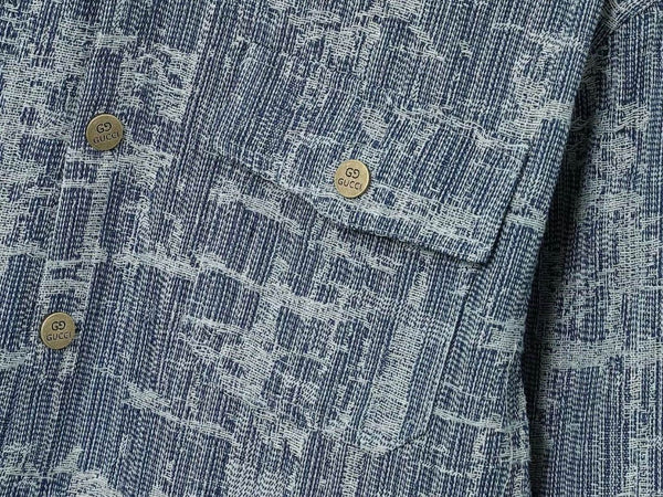 Luxury Textured Blue Long Sleeve Shirt for Men