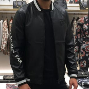 Luxurious Designer Black Varsity Bomber Jacket