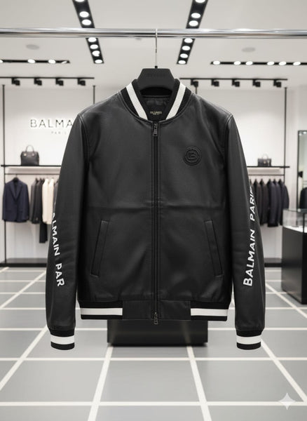 Luxurious Designer Black Varsity Bomber Jacket