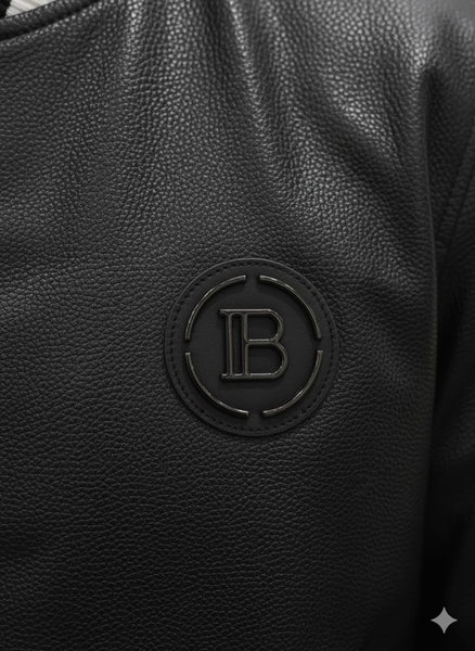 Luxurious Designer Black Varsity Bomber Jacket