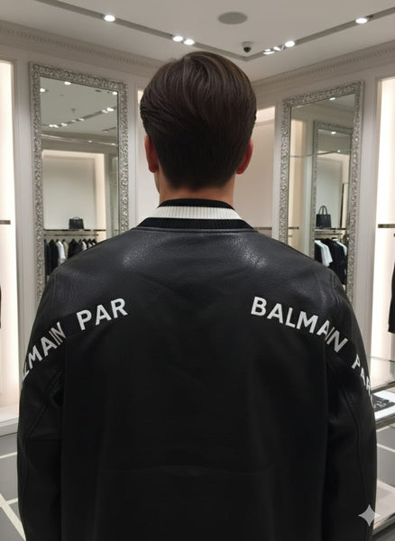 Luxurious Designer Black Varsity Bomber Jacket