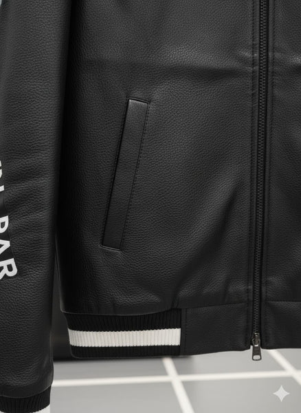 Luxurious Designer Black Varsity Bomber Jacket