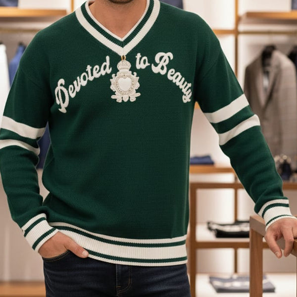 Brand  Slogan-Embroidered Virgin Wool Jumper