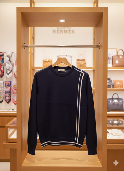 Men’s Wool Pullover with Signature Contrast Stripe Detailing