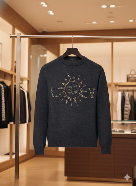 Embellished Long-Sleeved Merino Wool Crewneck