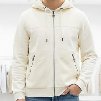 Panelled Zip-Front Hoodie For Men