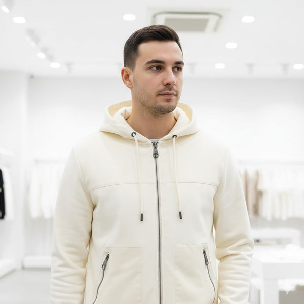 Panelled Zip-Front Hoodie For Men