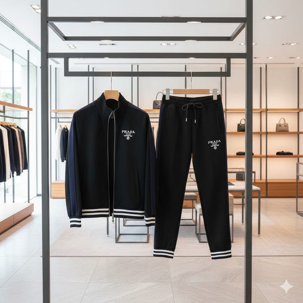 Men’s Luxury Black Tracksuit with Initial Logo