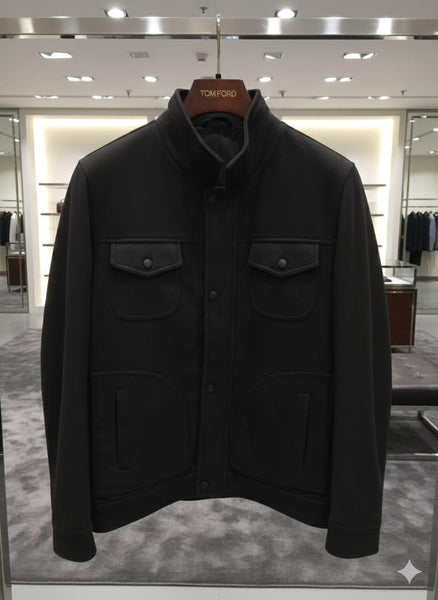Men’s Premium Black Stand-Collar Winter Jacket
