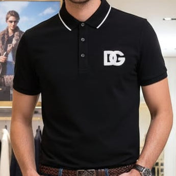 Luxury Black Polo T-Shirt with Contrast Collar Detailing