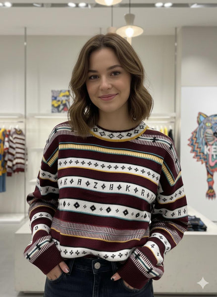 Imported Striped Wool Pullover