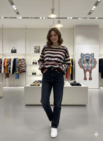 Imported Striped Wool Pullover