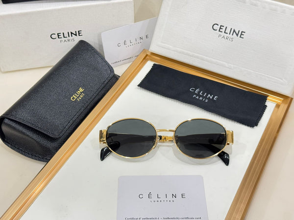 Luxury Oval Shape Gold Tone  Sunglass  For Women