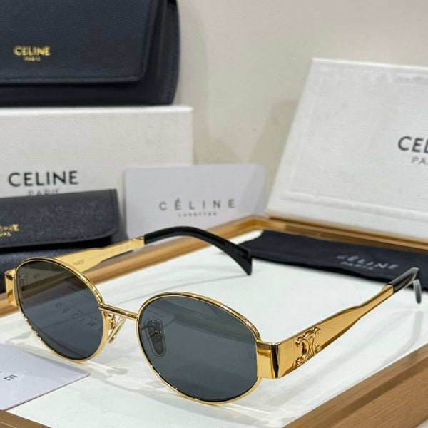 Luxury Oval Shape Gold Tone  Sunglass  For Women