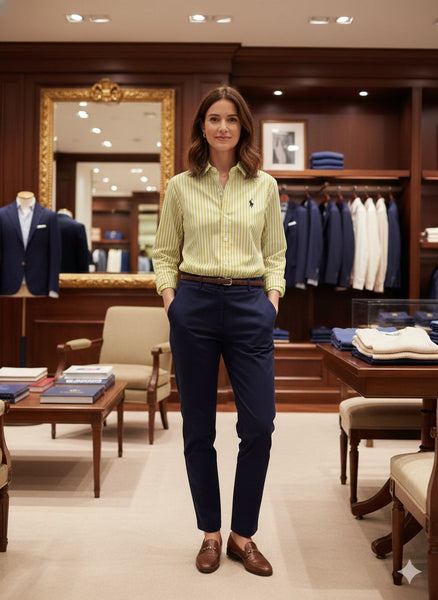 Women’s Premium Striped Shirt  Elegant Full-Sleeve Classic Fit Top