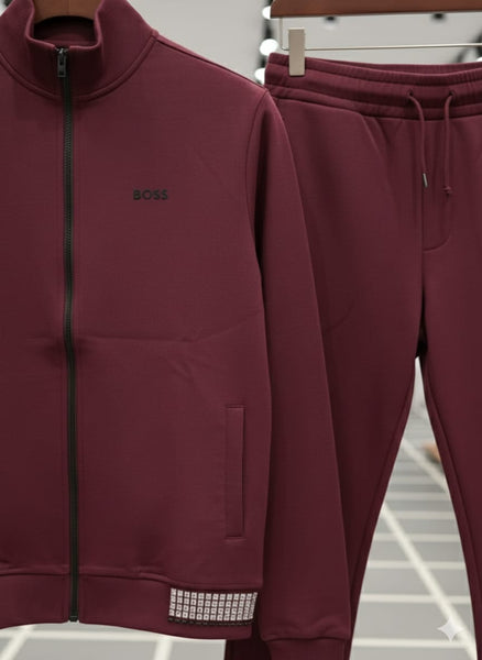 Men’s Premium Maroon Track Suit Set – Zip Jacket &  Joggers