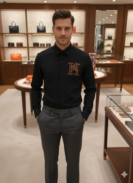 Men’s Luxury Designer Shirt with Iconic “H” Logo