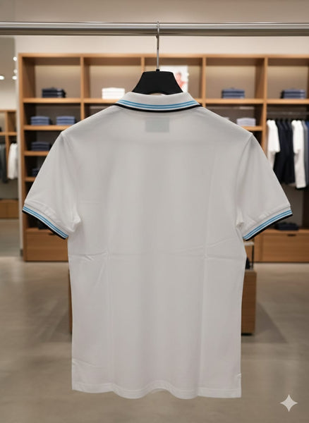 Premium Classic White Polo T-Shirt with Contrast Tipping
