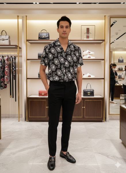 Luxury Star Print Oversized Bowling Shirt