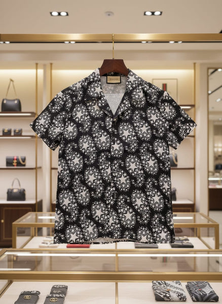 Luxury Star Print Oversized Bowling Shirt