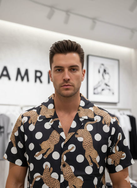 Premium Leopard Polka Dots Bowling Shirt