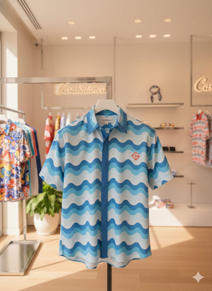 Luxury Wavy Gradient Half Sleeve Hawaii Shirt