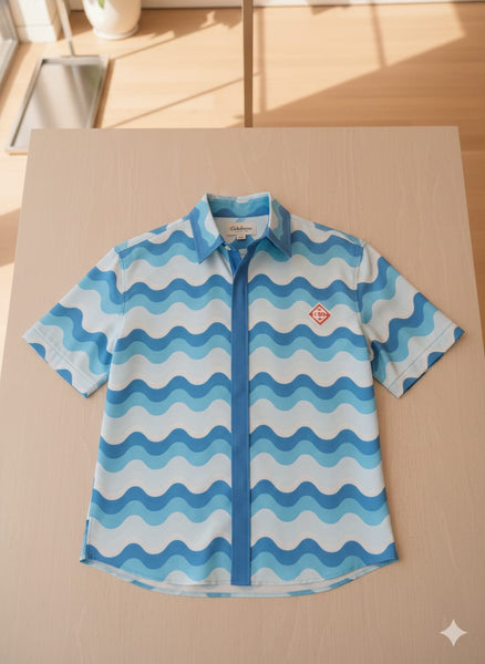 Luxury Wavy Gradient Half Sleeve Hawaii Shirt