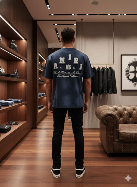 Luxury Vintage Collegiate Logo-Print Drop Shoulder T-shirt