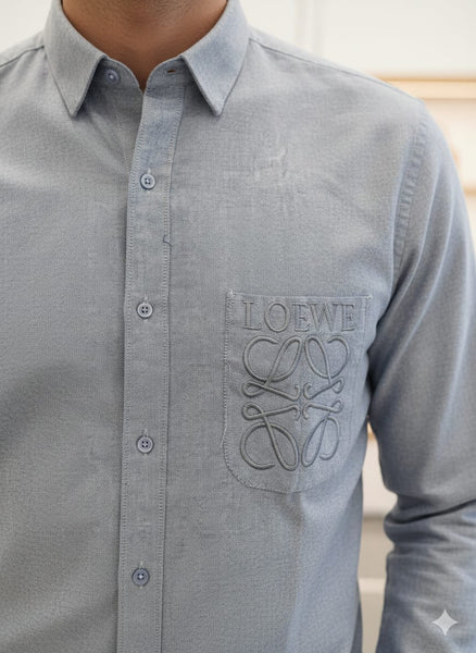 Luxury Classic Solid Shirt with Elegant Chest Logo