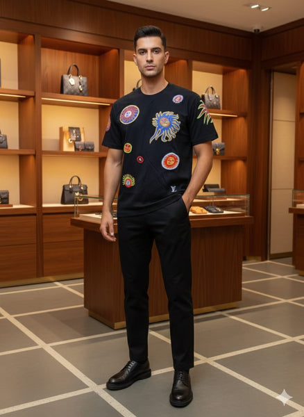 Brand  New Luxury Sun Fish Drop Shoulder T-shirt