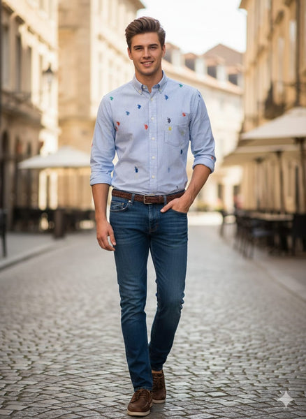 Premium  Classic Multicolor Pony Embroidered Striped Shirts