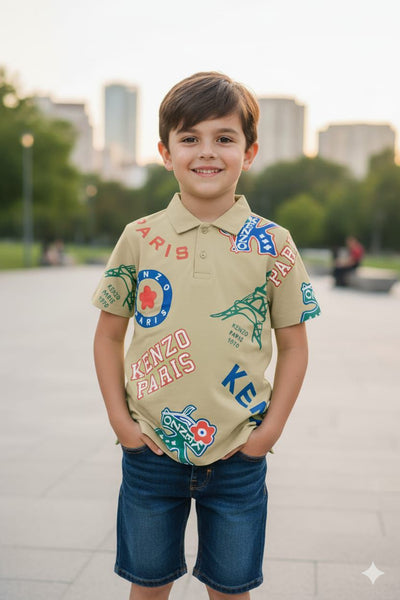 Kids Printed Polo T-Shirt Fun, Stylish & Comfortable