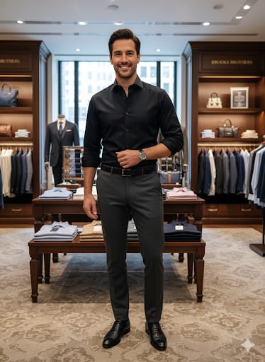 Classic Solid Black Formal Shirt Premium Look for Office & Evening Wear