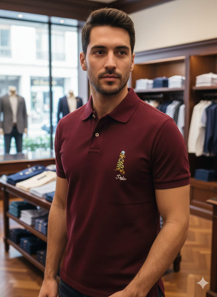 Premium Maroon Polo T-Shirt with Embroidered Logo