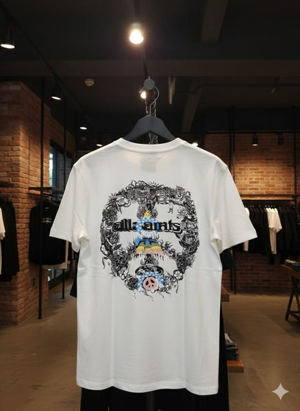 White Graphic T-Shirt with Artistic Face Print